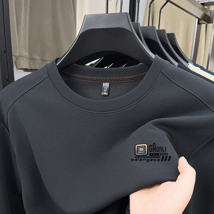 Herren Sweatshirt Langarm Strukturiert Logo Trendy