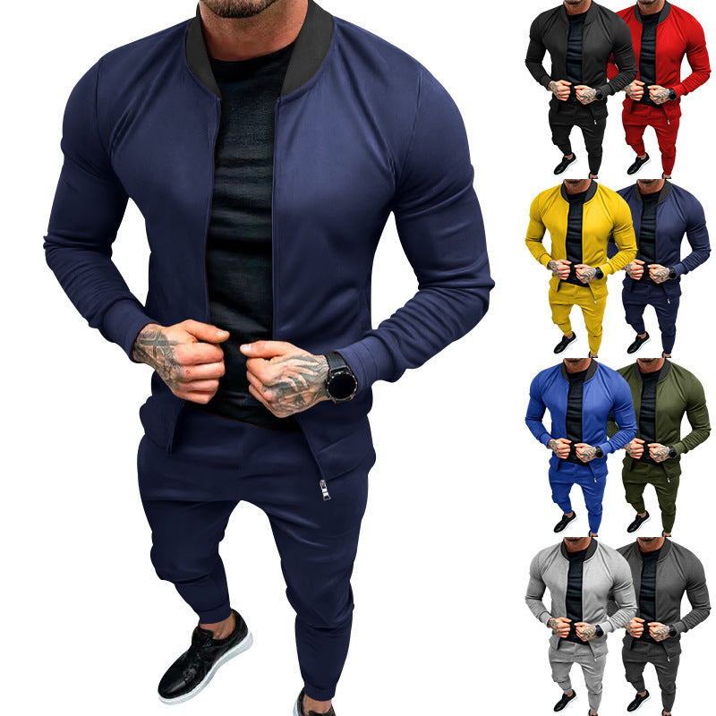 Herren Sportanzug Modern Stehkragen Reißverschlusstaschen