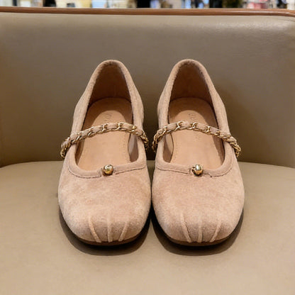 Damen Ballerinas Elegante Modisch mit Kettenriemen