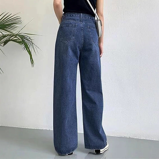 Damen High-Waist Jeans Bequem Mit Taschen