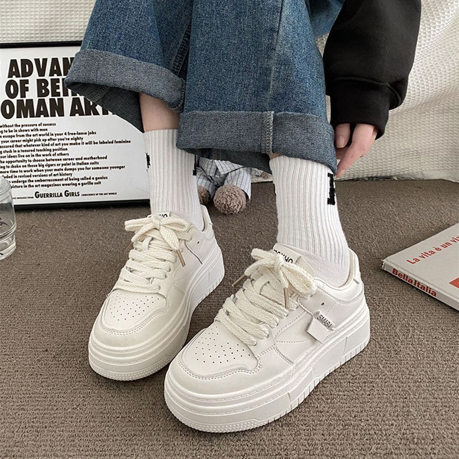 Damen Sneaker Hochsohlen Atmungsaktiv Schwarz
