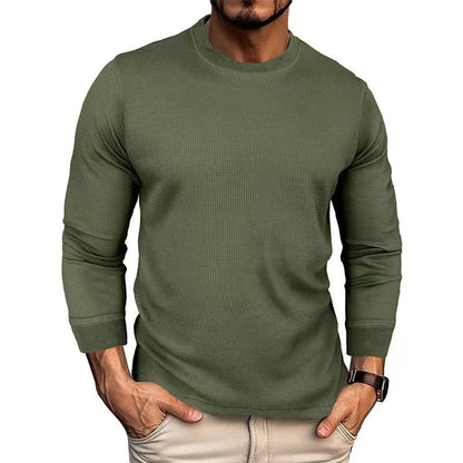 Herren Langarmshirt Modern mit Ripp-Optik Trendig