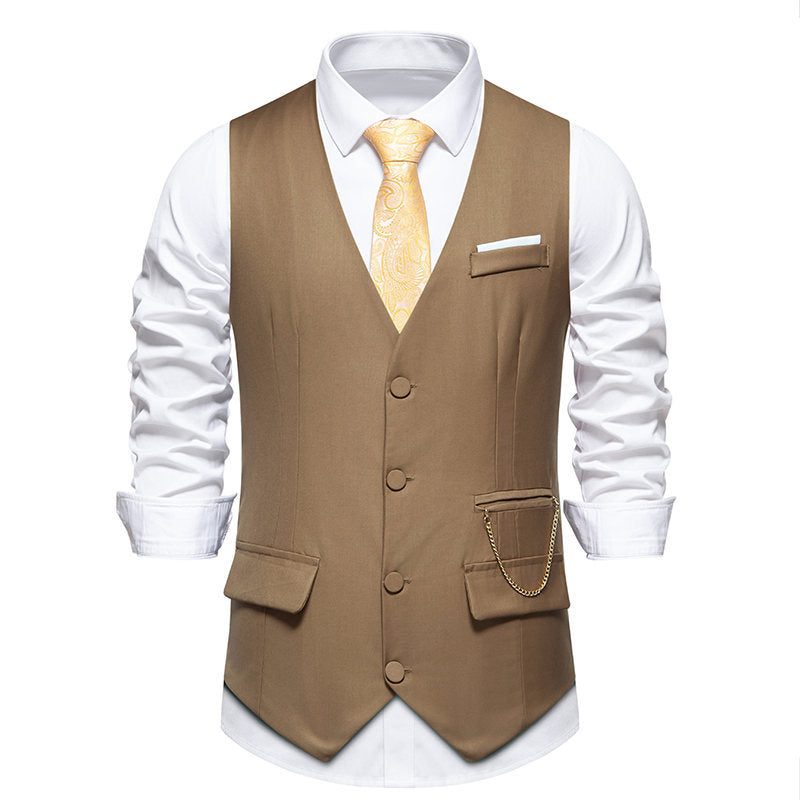 Herren Anzugweste Elegante Slim Fit Mit Taschen