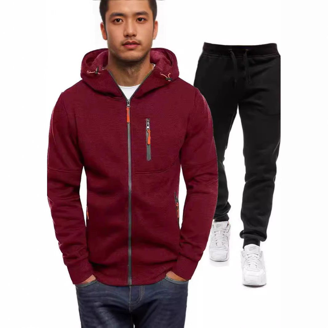 Herren Sportjacke Zip-Hoodie mit Reißverschlusstaschen Modern