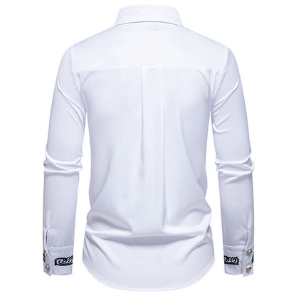 Herren elegante Langarmhemd mit kunstvollem Kragen BerlinGlamour