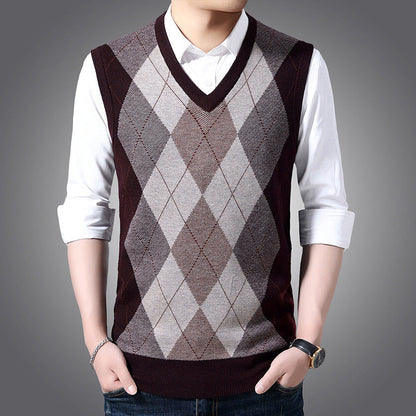 Herren Strickweste Elegante Argyle Style - BerlinGlamour