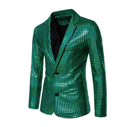 Herren Glitzer Blazer Elegant Schwarz