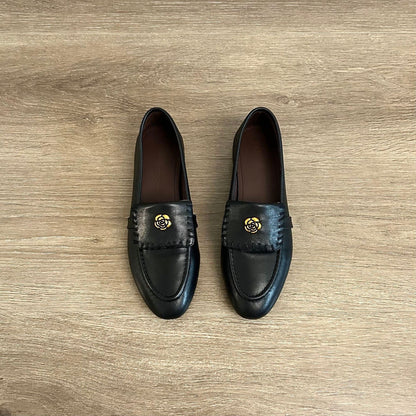 Damen Mokassins Blumen Verzierung Elegante Schuhe