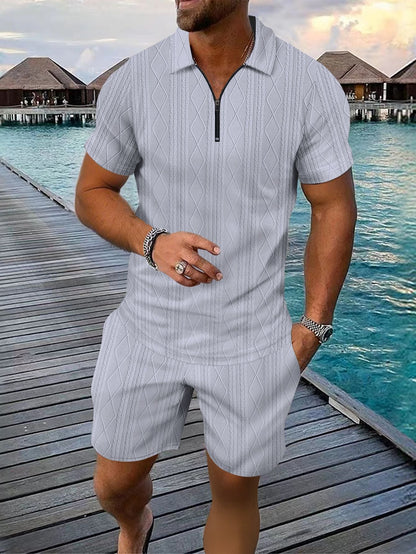 Herren Freizeit-Set Modern mit Kurz-Reißverschluss Trendsport