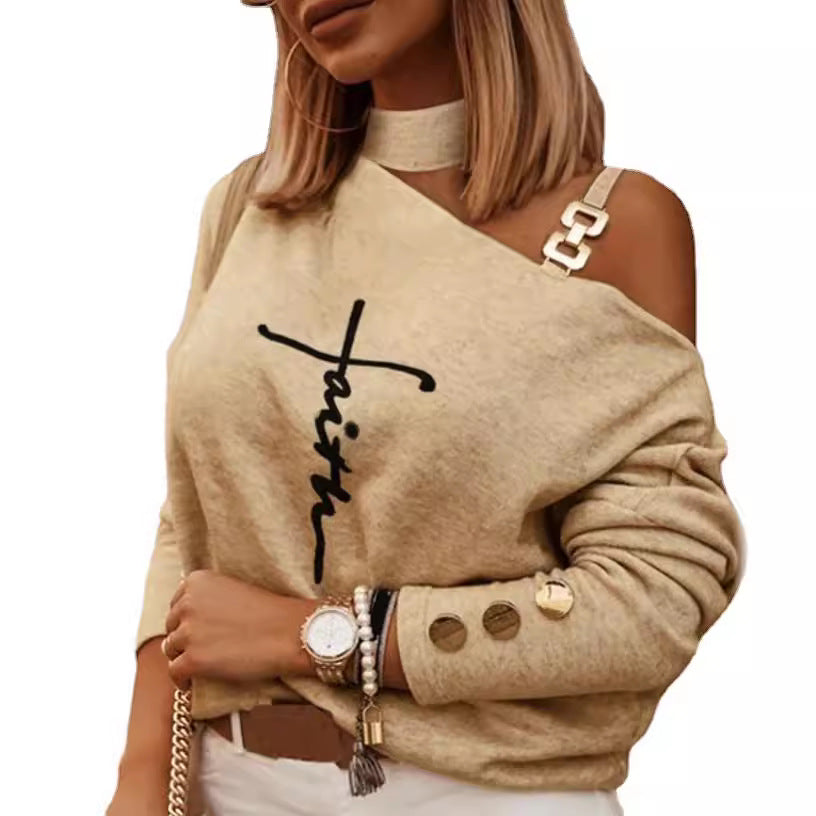 Damen Oversized Pullover Schulterausschnitt Modern Groß