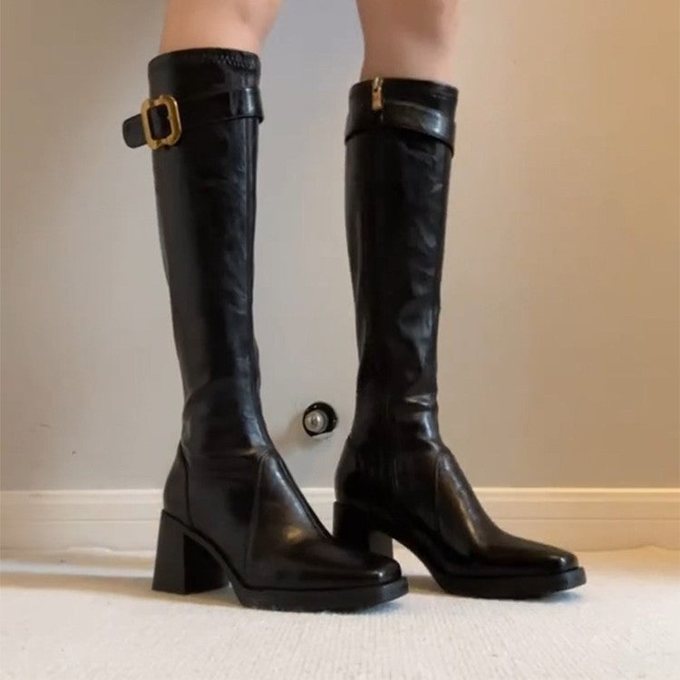 Damen Stiefel Hochwertig mit Knöchelriemen Modern