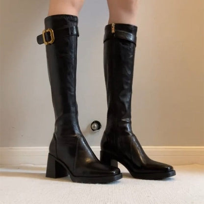 Damen Stiefel Hochwertig mit Knöchelriemen Modern