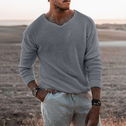 Herren Strickpullover V-Ausschnitt Struktur Optik Modern