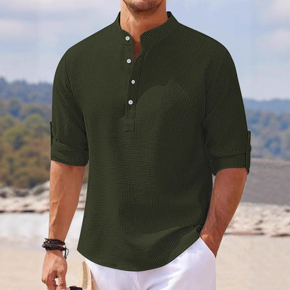 Herren Henley-Shirt Lässig Strukturiert Modern