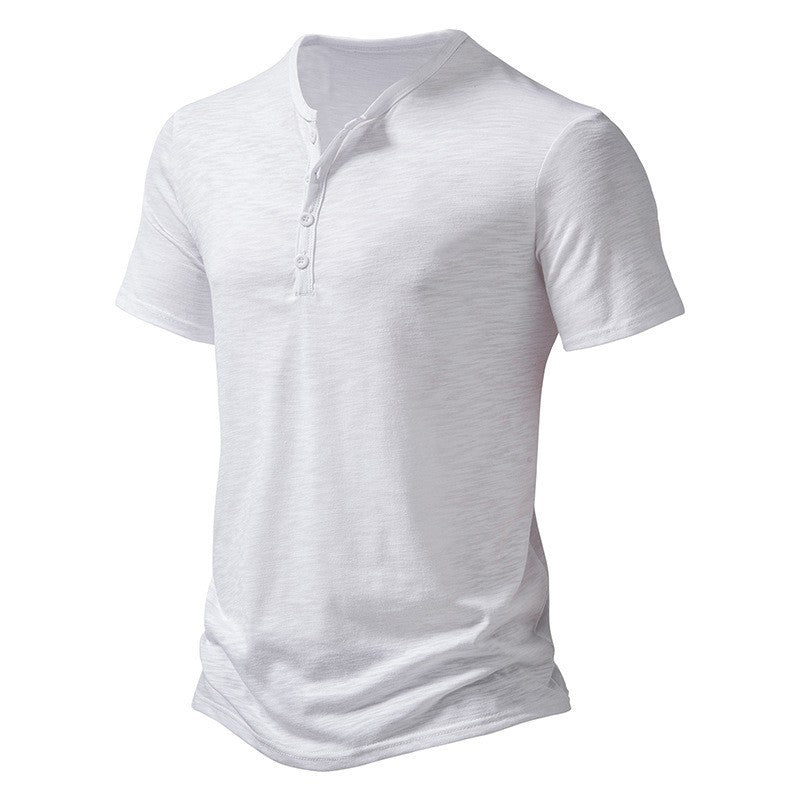 Herren Kurzarmhemd Henley Ausschnitt Komfort Passform Moderne Style