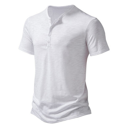 Herren Kurzarmhemd Henley Ausschnitt Komfort Passform Moderne Style