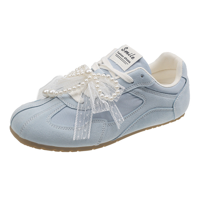 Damen Sneaker Sportlich Elegant Schleifen Detail