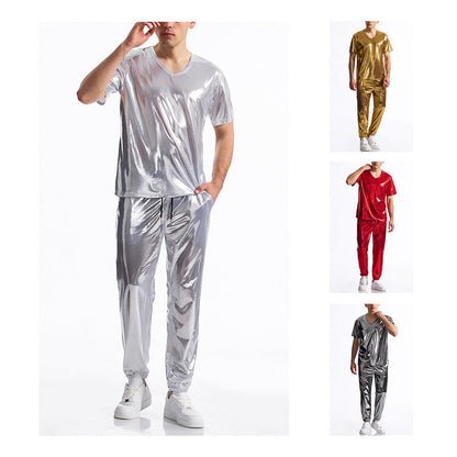 Herren Sportliches Set Glänzend V-Ausschnitt Trendy - BerlinGlamour