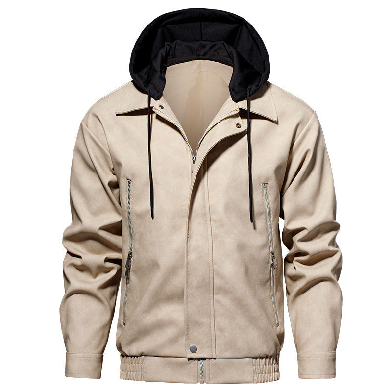 Herren Lederjacke Kurz Modern mit Kapuze elastisch - BerlinGlamour