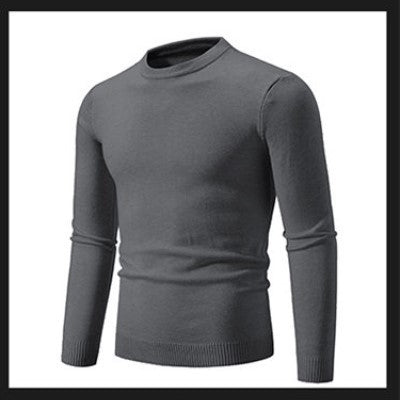 Herren Strickpullover Rundhals Feinripp Optik
