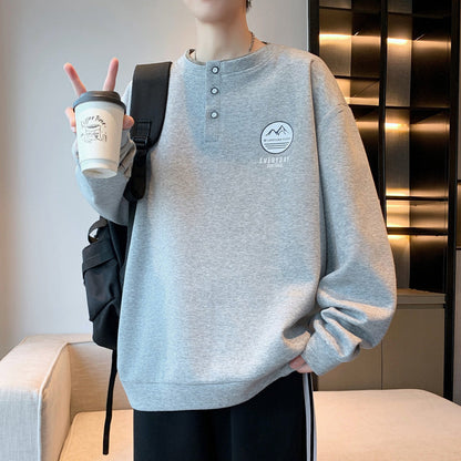 Herren Pullover Langarm Lässig mit Knopf Berlin Style