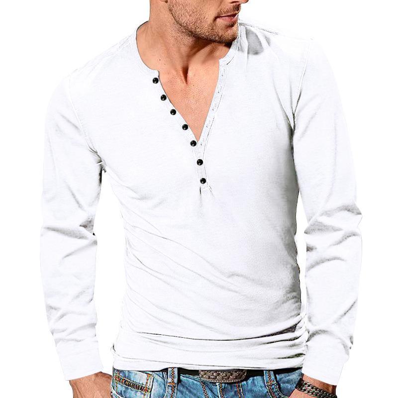 Herren Langarmshirt Modern mit Knopfleiste und Struktur