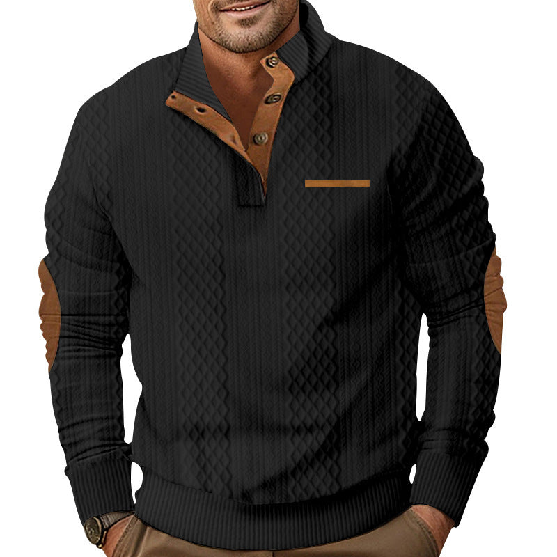 Herren Strickpullover Klassisch Lederdetails Elegante Mode