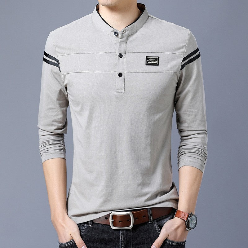 Herren Langarmshirt Mit Kontraststreifen Modern Trendig