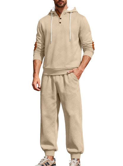 Herren Freizeitanzug Modern Strukturiert Schwarz