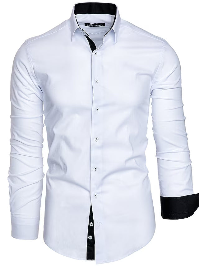 Herren Langarmhemd Elegant Kontrast Akzente Modern