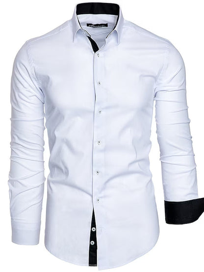 Herren Langarmhemd Elegant Kontrast Akzente Modern
