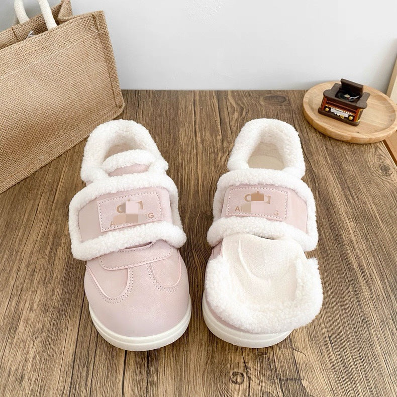 Damen Sneaker Warm Flauschig Klettverschluss Winter