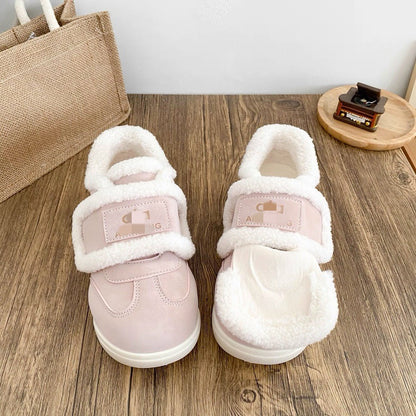 Damen Sneaker Warm Flauschig Klettverschluss Winter