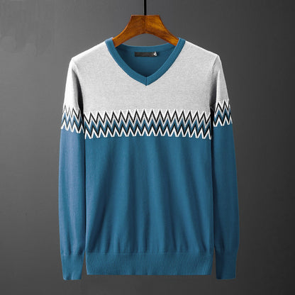 Herren Pullover Eleganter V-Ausschnitt mit Grafik-Print Modern