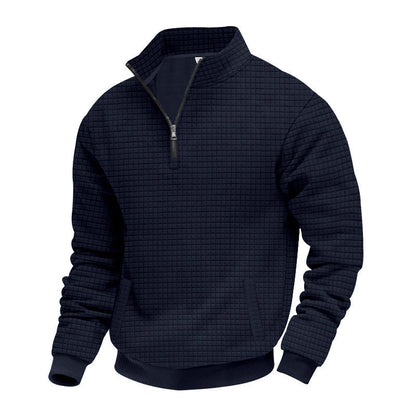 Herren Pullover Sportlich Halbzipper Taschen