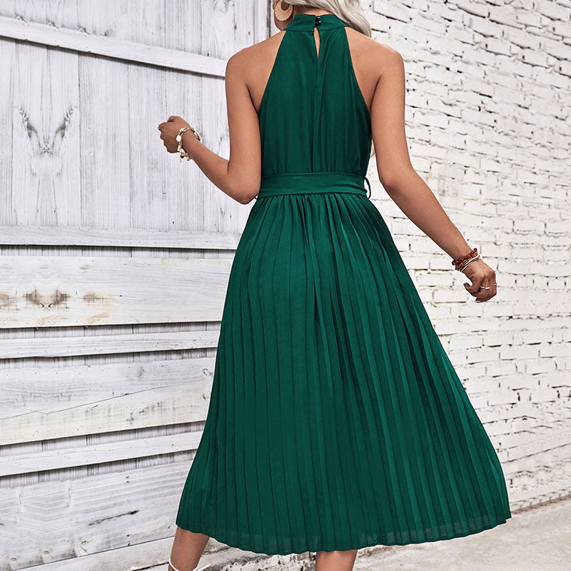 Elegantes Damen Midikleid Plissee Design Tailliert