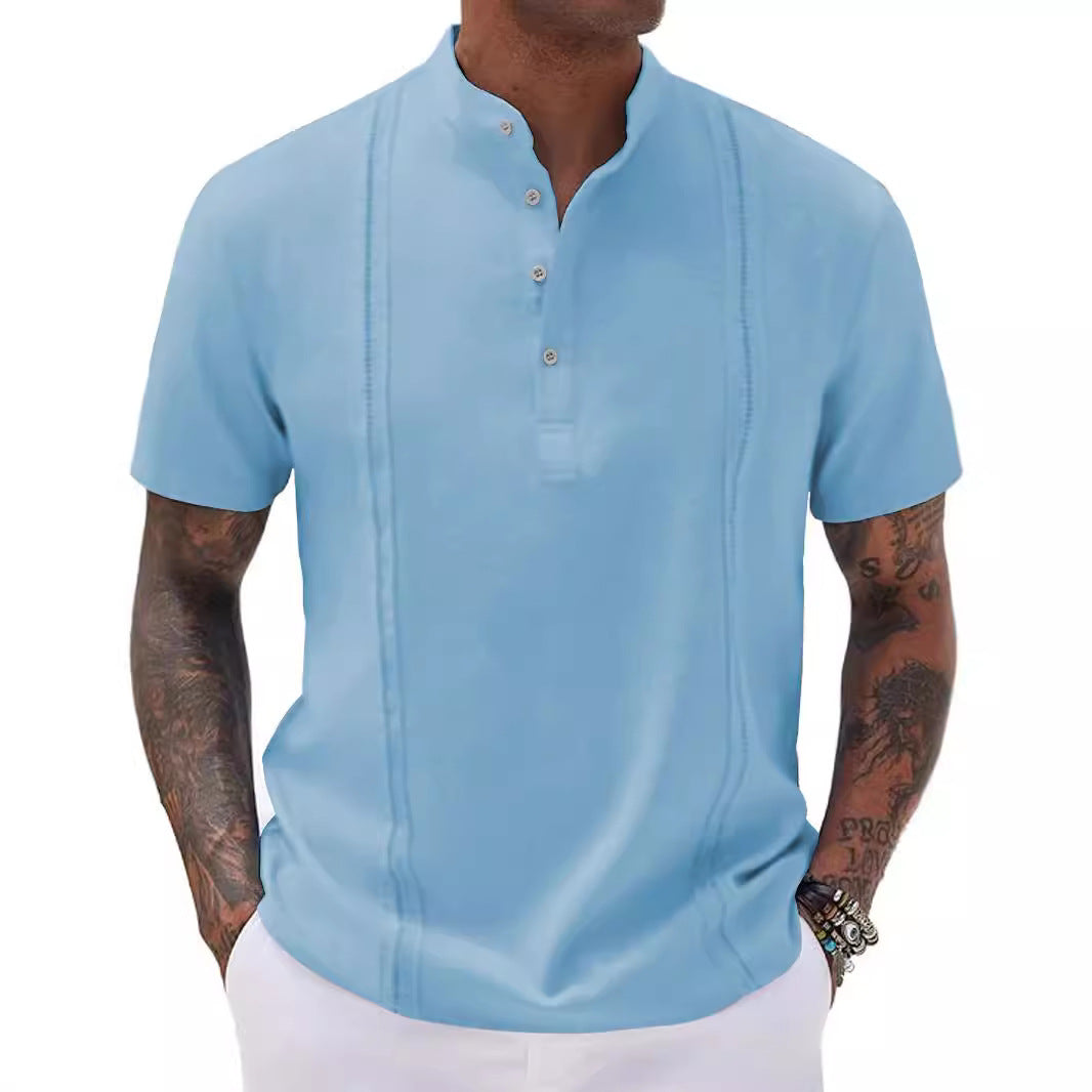 Herren Kurzarm-Shirt Baumwolle Modern Knöpfe