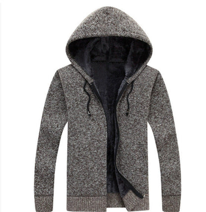 Herren Fleecejacke Bequem Warm mit Kapuze