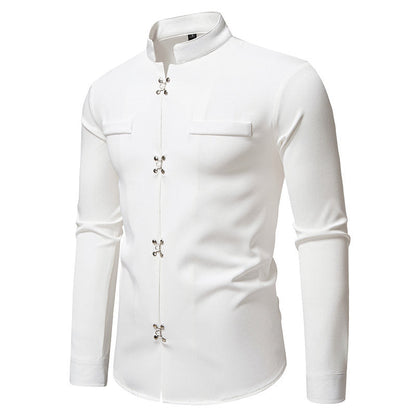 Herren Hemd Asiatisch Knopf Design Elegant