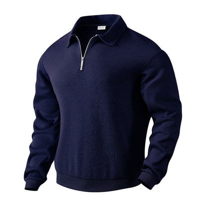 Herren Pullover Struktur Optik Halb-Reißverschluss Modern