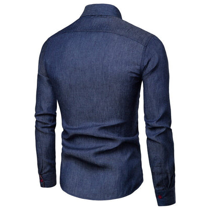 Herren Denim Hemd Langarm Modern Slim Fit