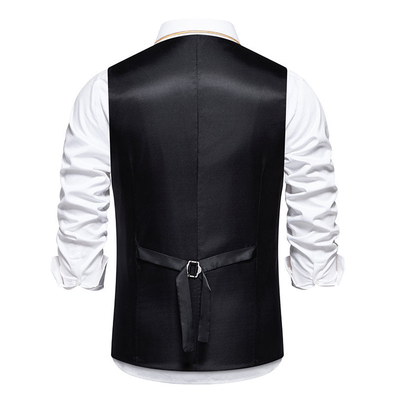 Herren Anzugweste Elegante Herringbone Muster Mit Taschen