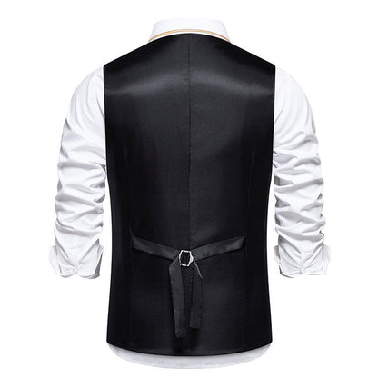 Herren Anzugweste Elegante Herringbone Muster Mit Taschen