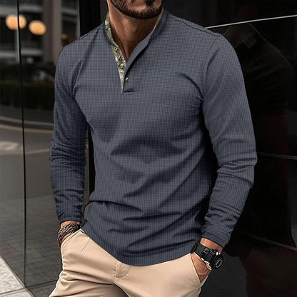 Herren Hemd Langarm Stehkragen Modern Berlin Style