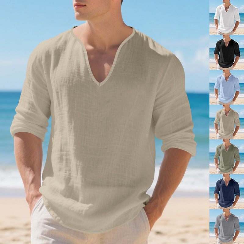 Herren Langarmshirt V-Ausschnitt Modern Lässig - BerlinGlamour