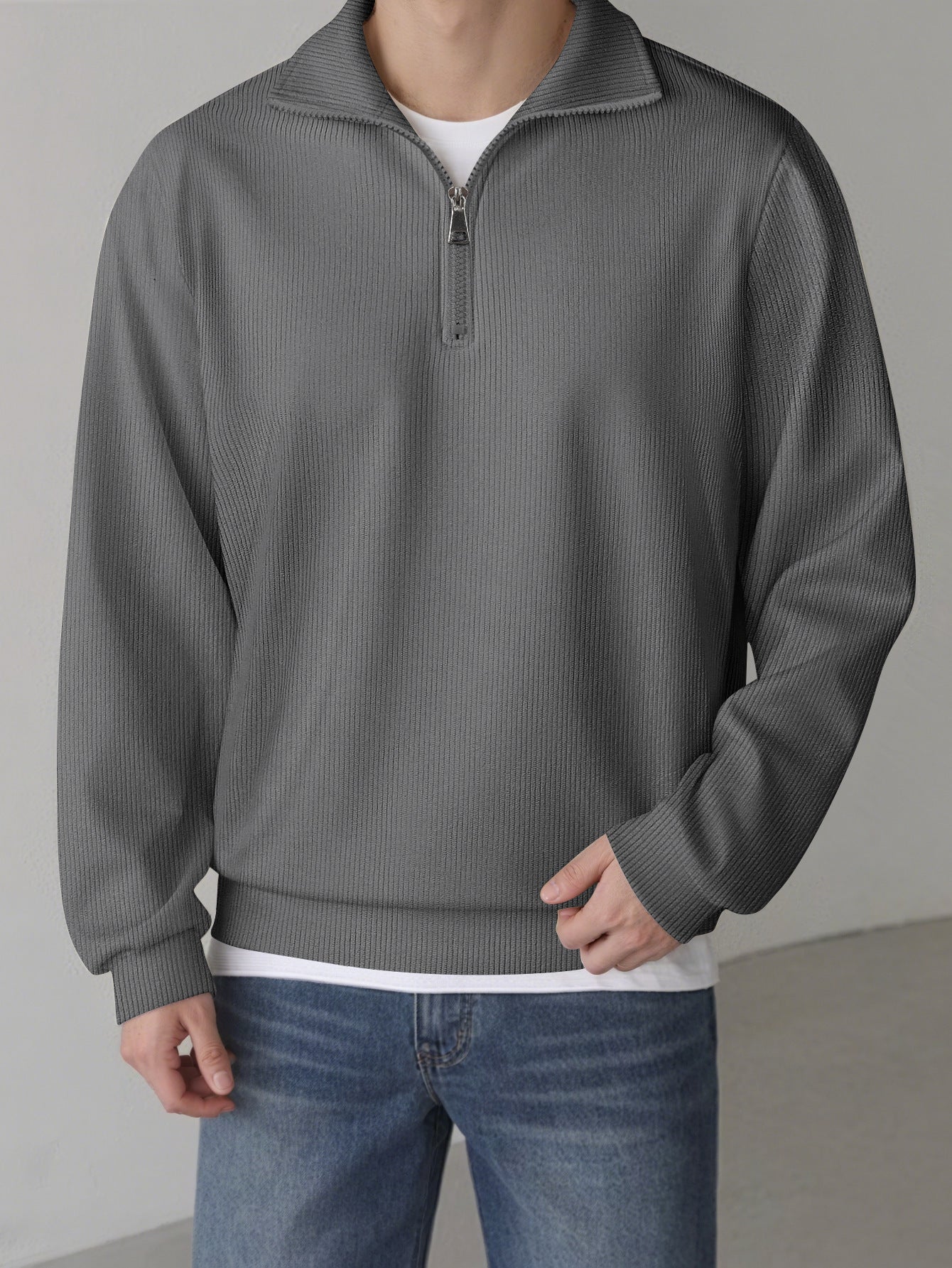 Herren Pullover Lässig Mit Reißverschluss Casual