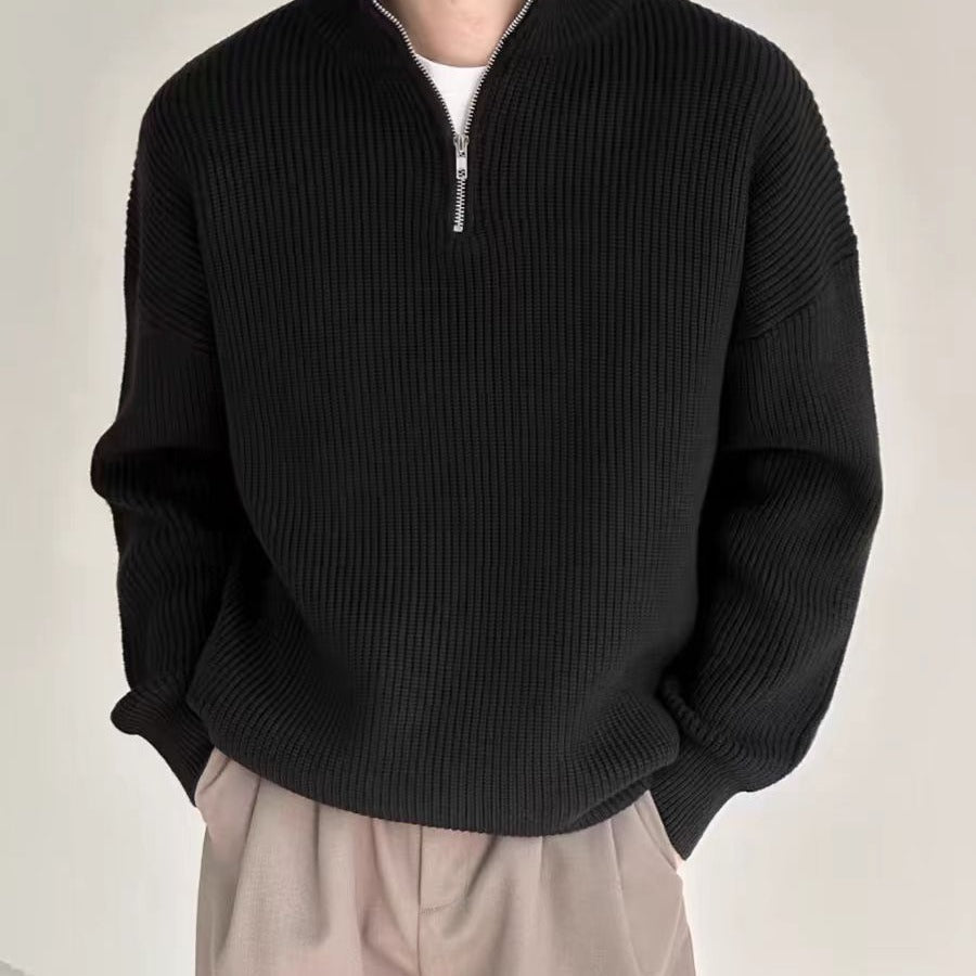 Strickpullover Reißverschluss Kragen Bequem Stilvoll