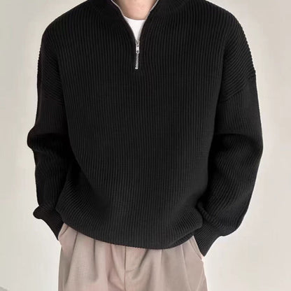 Strickpullover Reißverschluss Kragen Bequem Stilvoll