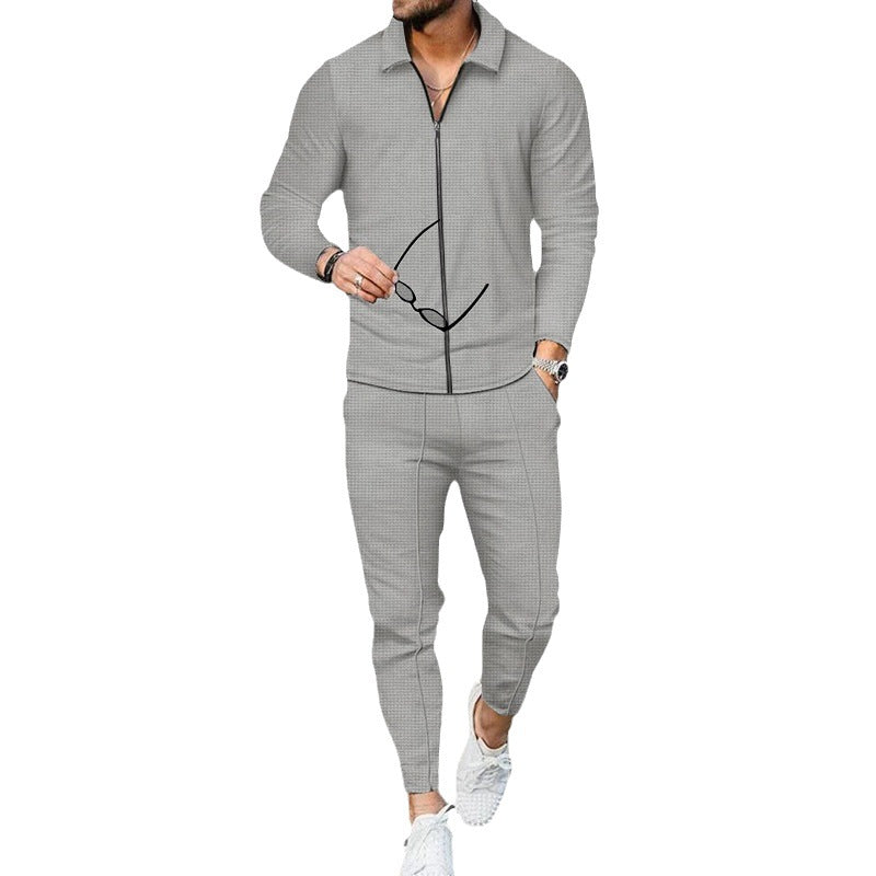Herren Sportset Atmungsaktiv Zip-Up Funktionsshirt
