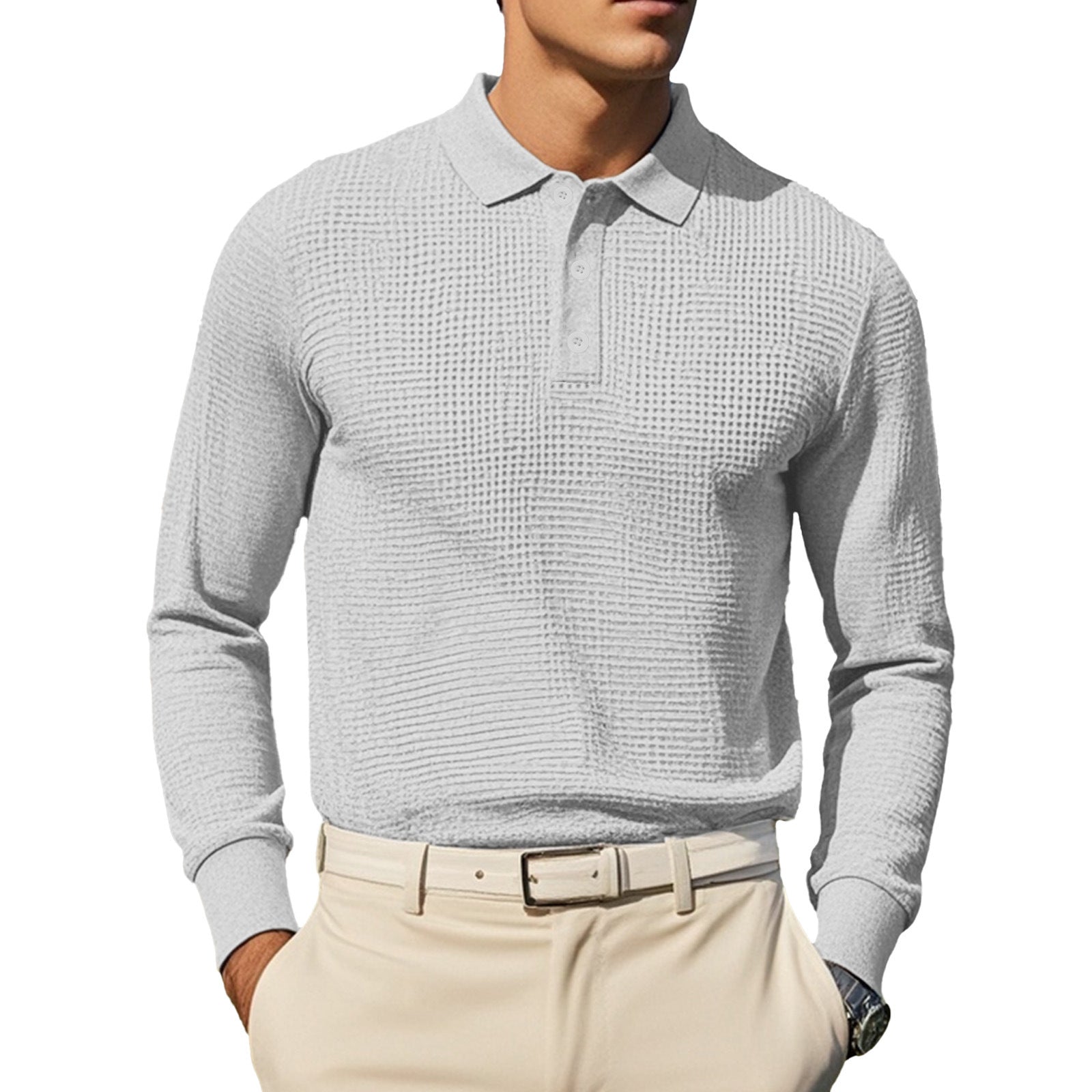 Herren Polohemd Langarm Klassisch Elegант - BerlinGlamour